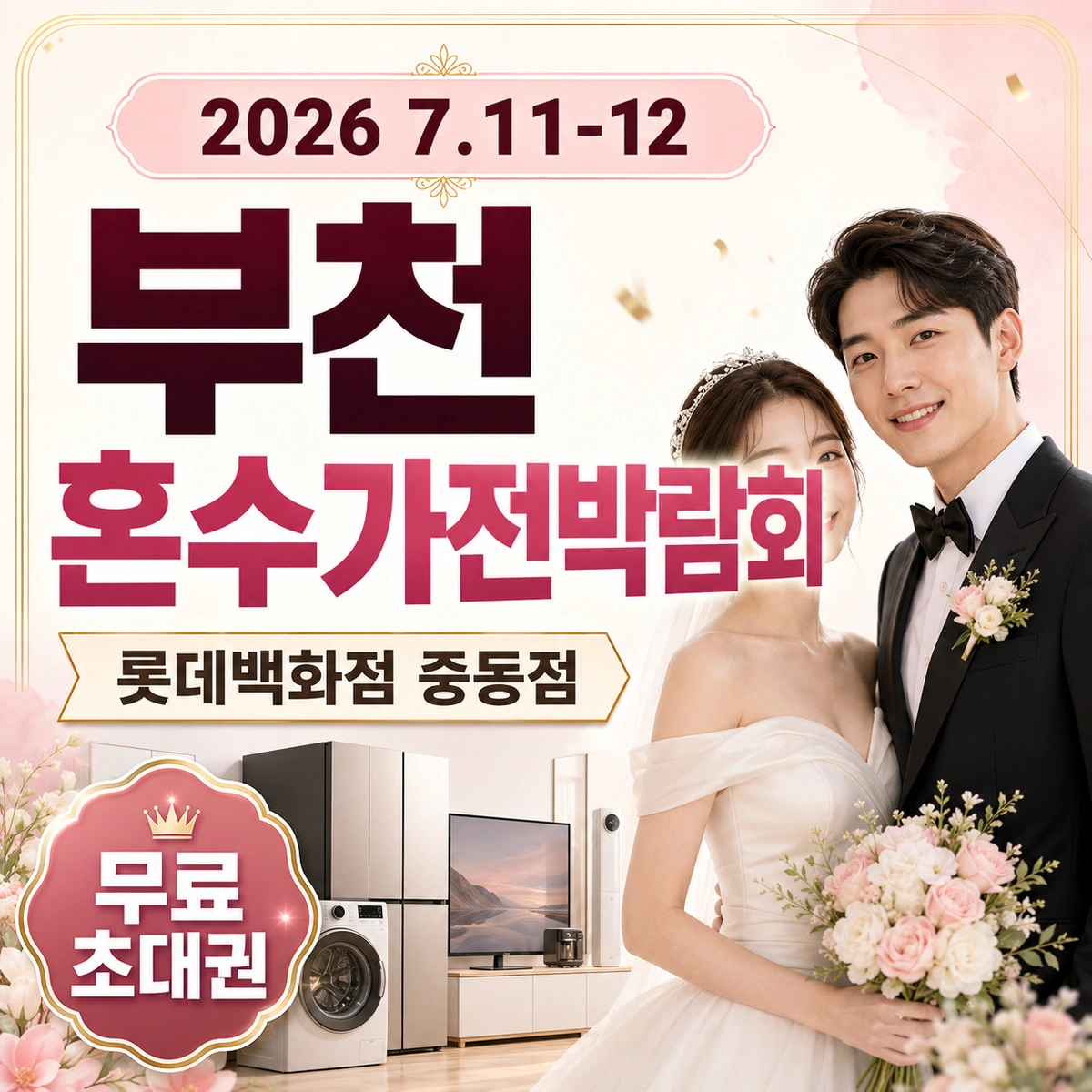부천 롯데백화점 혼수가전박람회 2026 무료 초대권 신청 안내